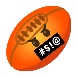 rugby football and face with symbols on mouth
