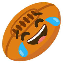 Rugby football and Face with tears of joy