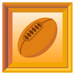 rugby football and framed picture