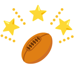 rugby football and glowing star