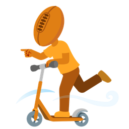 rugby football and kick scooter