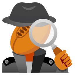 rugby football and magnifying glass tilted right