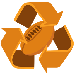 rugby football and recycling symbol