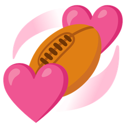 rugby football and revolving hearts