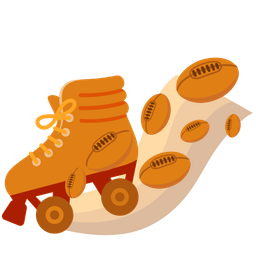 rugby football and roller skate