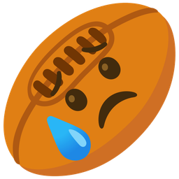 rugby football and sad but relieved face