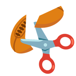 rugby football and scissors