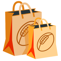 rugby football and shopping bags