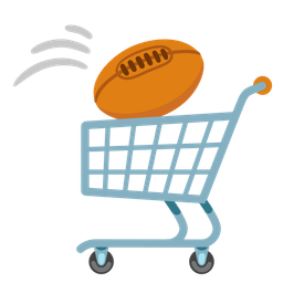rugby football and shopping cart