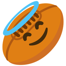 Rugby football and Smiling face with halo