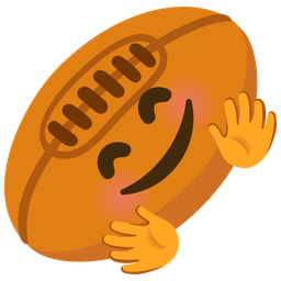 Rugby football and Smiling face with open hands