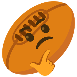 rugby football and thinking face