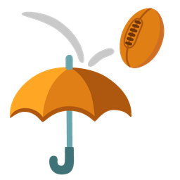 rugby football and umbrella