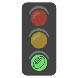 rugby football and vertical traffic light