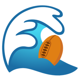 rugby football and water wave