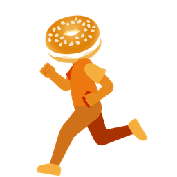 running shoe and bagel