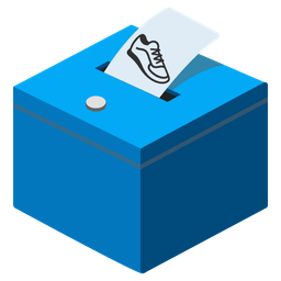 running shoe and ballot box with ballot