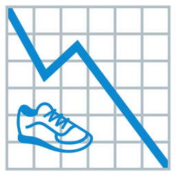 running shoe and chart decreasing