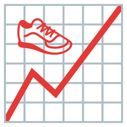 running shoe and chart increasing