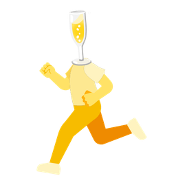 running shoe and clinking glasses