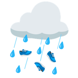 running shoe and cloud with rain