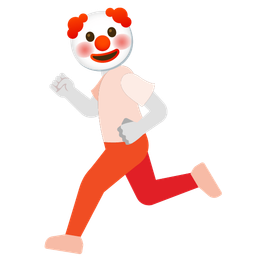running shoe and clown face