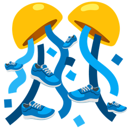 running shoe and confetti ball