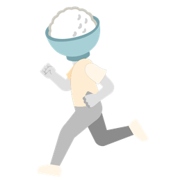 running shoe and cooked rice