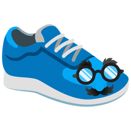 running shoe and disguised face