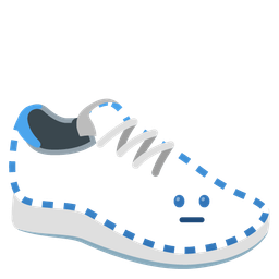 running shoe and dotted line face