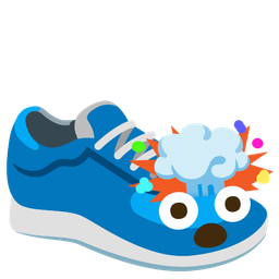 running shoe and exploding head