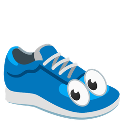 running shoe and eyes
