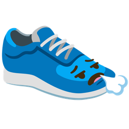 running shoe and face exhaling