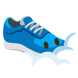 running shoe and face in clouds