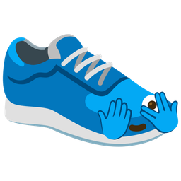 running shoe and face with peeking eye