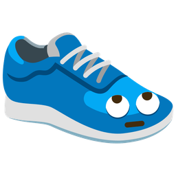 running shoe and face with rolling eyes