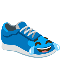 Running shoe and Face with tears of joy