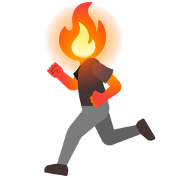 running shoe and fire