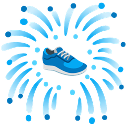 running shoe and fireworks