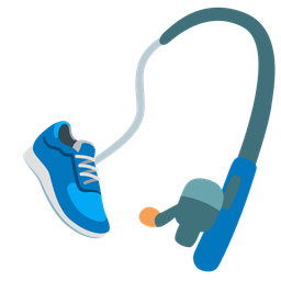 running shoe and fishing pole