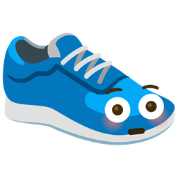 running shoe and flushed face