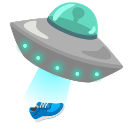 running shoe and flying saucer