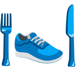 running shoe and fork and knife with plate