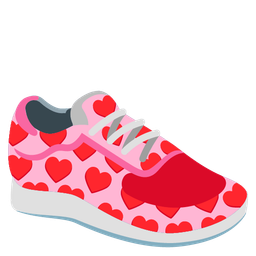 running shoe and heart suit