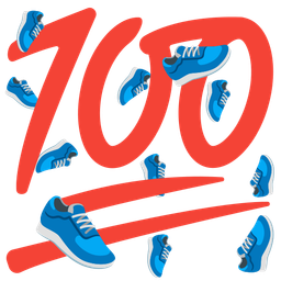 running shoe and hundred points