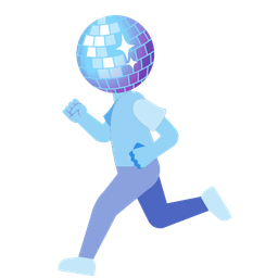 running shoe and mirror ball