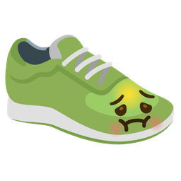 running shoe and nauseated face