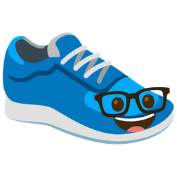 running shoe and nerd face