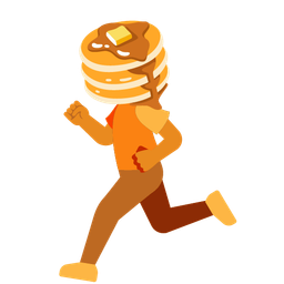 running shoe and pancakes