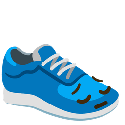 running shoe and pensive face